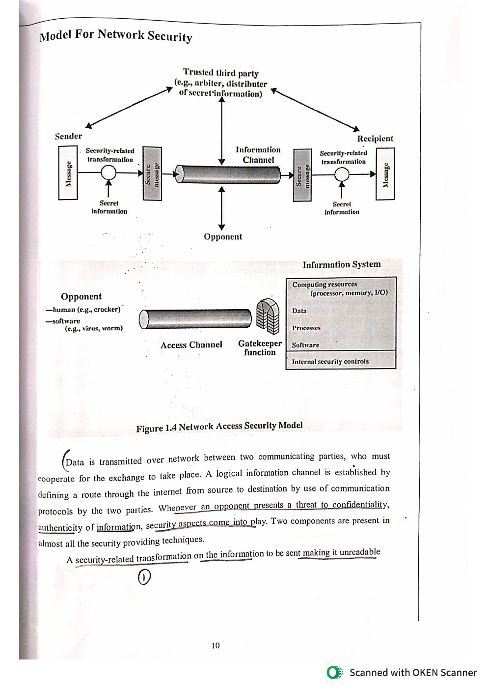 First page preview of Cryptography and Network Security notes