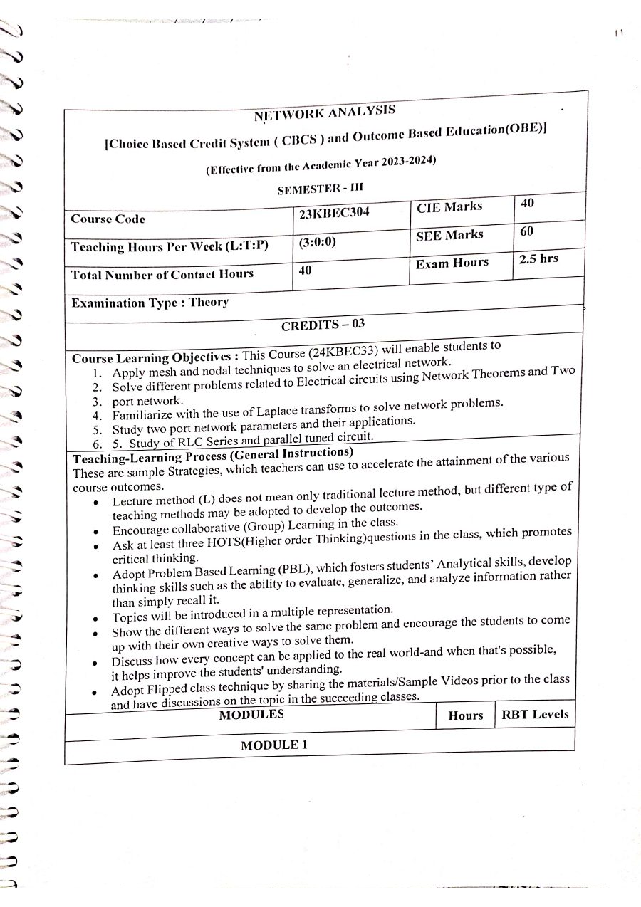 First page preview of the Network Analysis syllabus