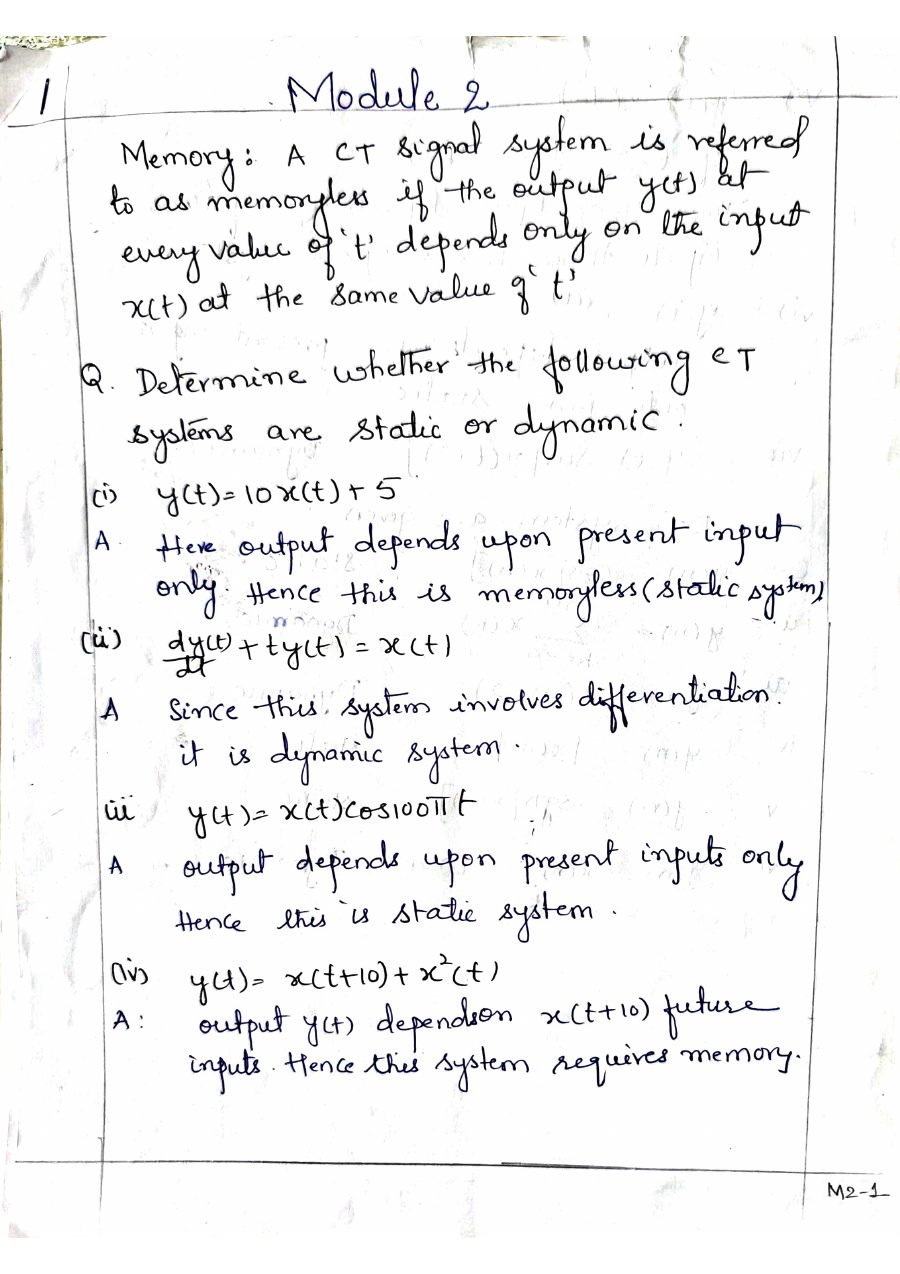 First page preview of Signals and Systems Module 2 Notes