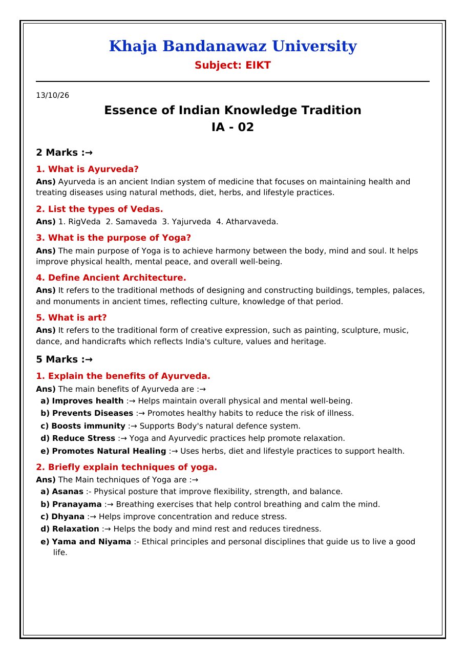 First-page preview of the EIKT 2nd IA Q&A PDF